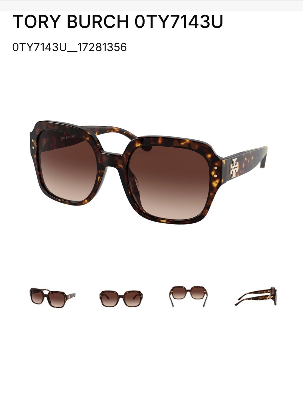 Tory Burch square sunglasses TY7143U dark tortoise